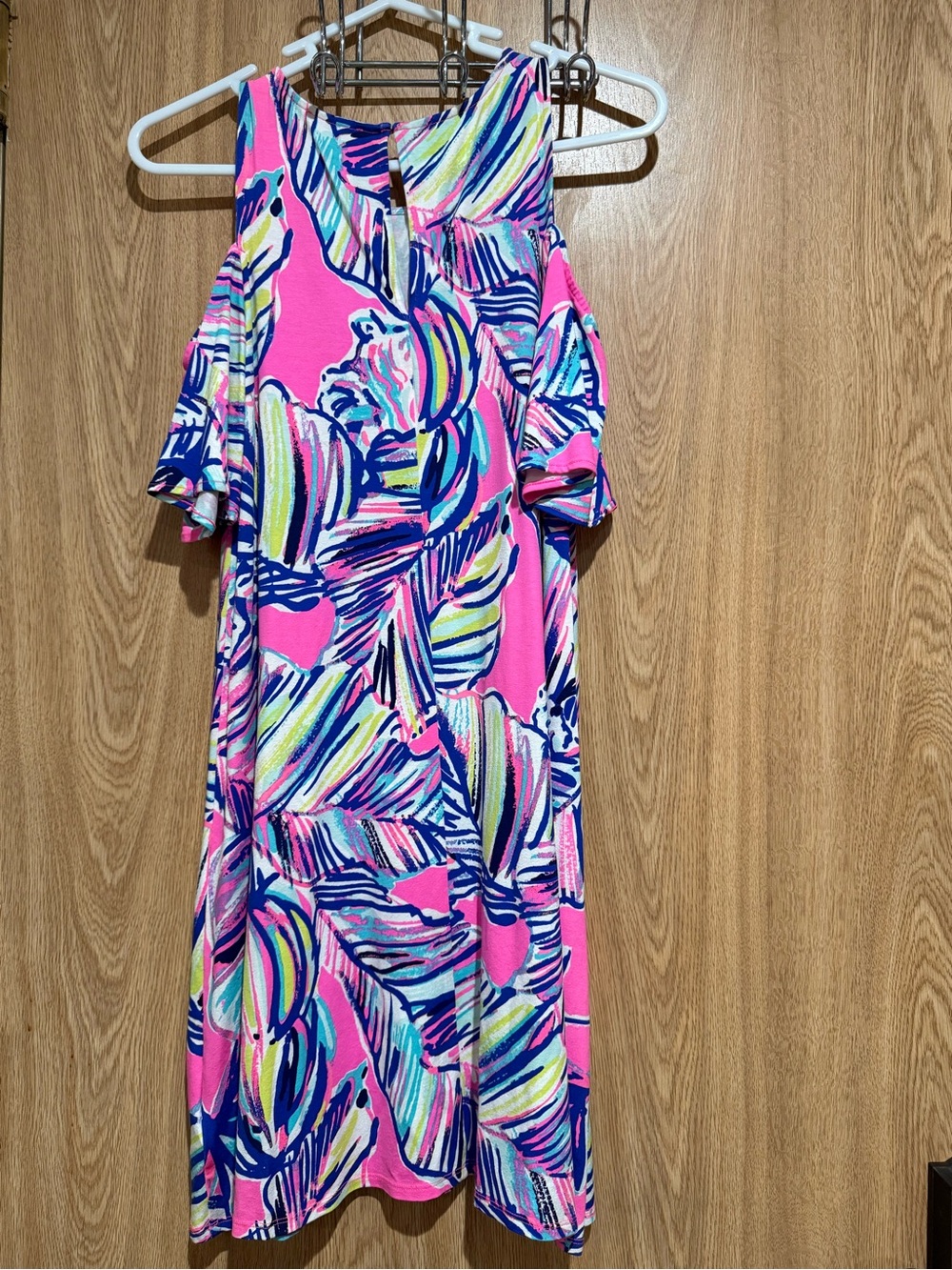 Lilly Pulitzer Somerset Open Shoulder Swing dress Tiki pink cabana crazed - Picture 2 of 2
